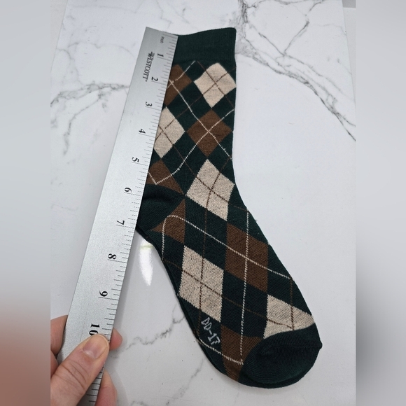 Bohemian | Argyle hunter green brown maximalist print preppy tube socks - Picture 5 of 7